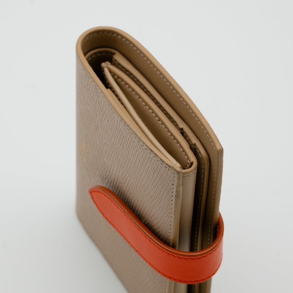 Celine Small Strap Bicolor Compact Wallet Beige/Orange w/ Entrupy COA - Picture 8 of 11